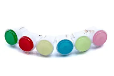T10 wedge base LED automotive bulb in six colour options shown next to a scale showing its 2cm length.