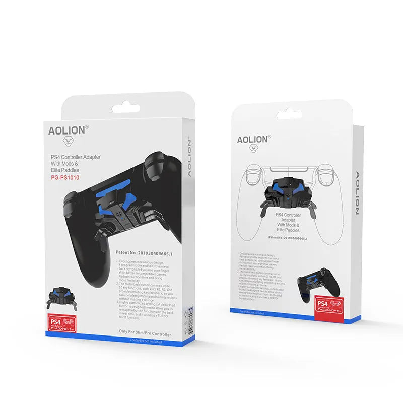 PS4 gamepad back button accessory with cable, USB-C port, and 3.5mm jack for SLIM and PRO controllers