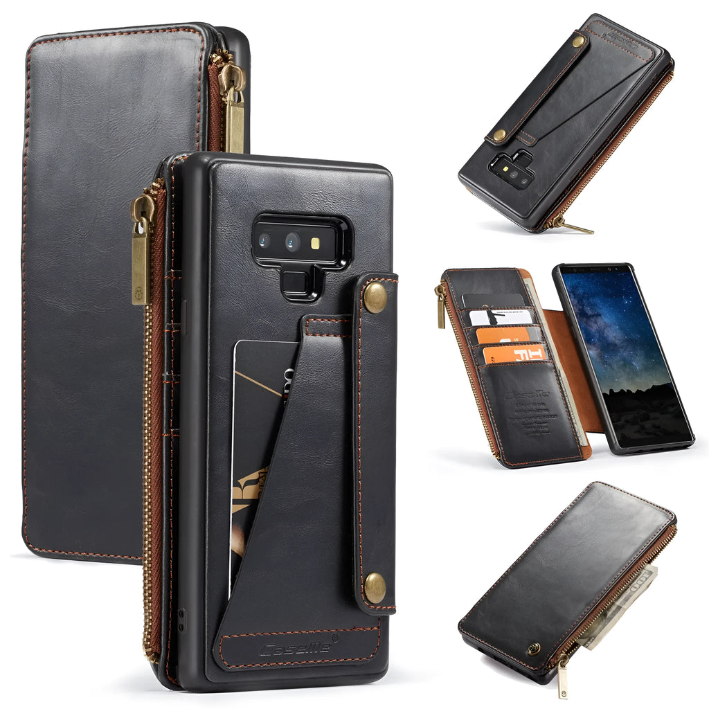PU leather flip phone case for Samsung Galaxy Note9 in black, brown, and red colours