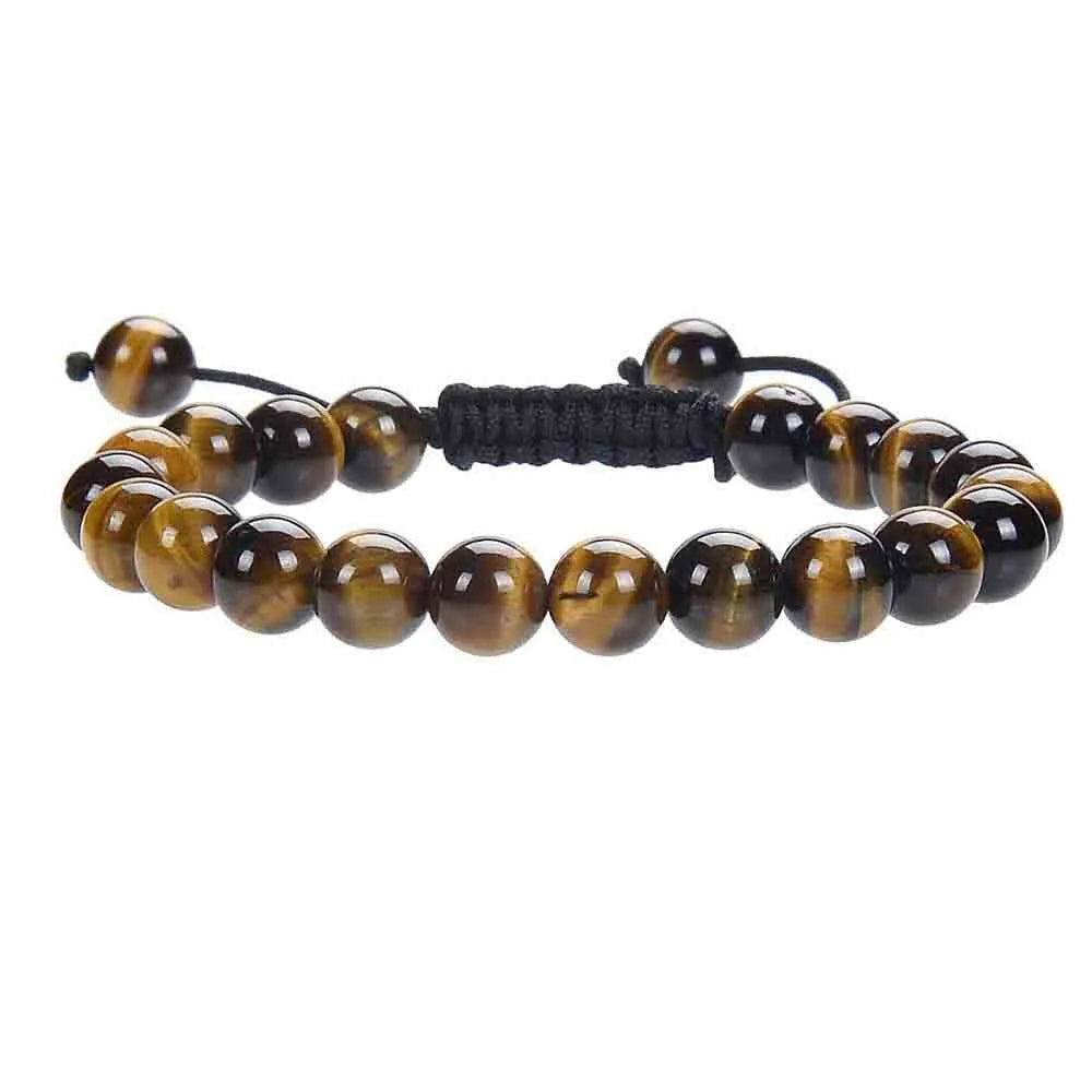 Women's aquamarine flat knot braided healing bracelet with hand-woven geometric texture