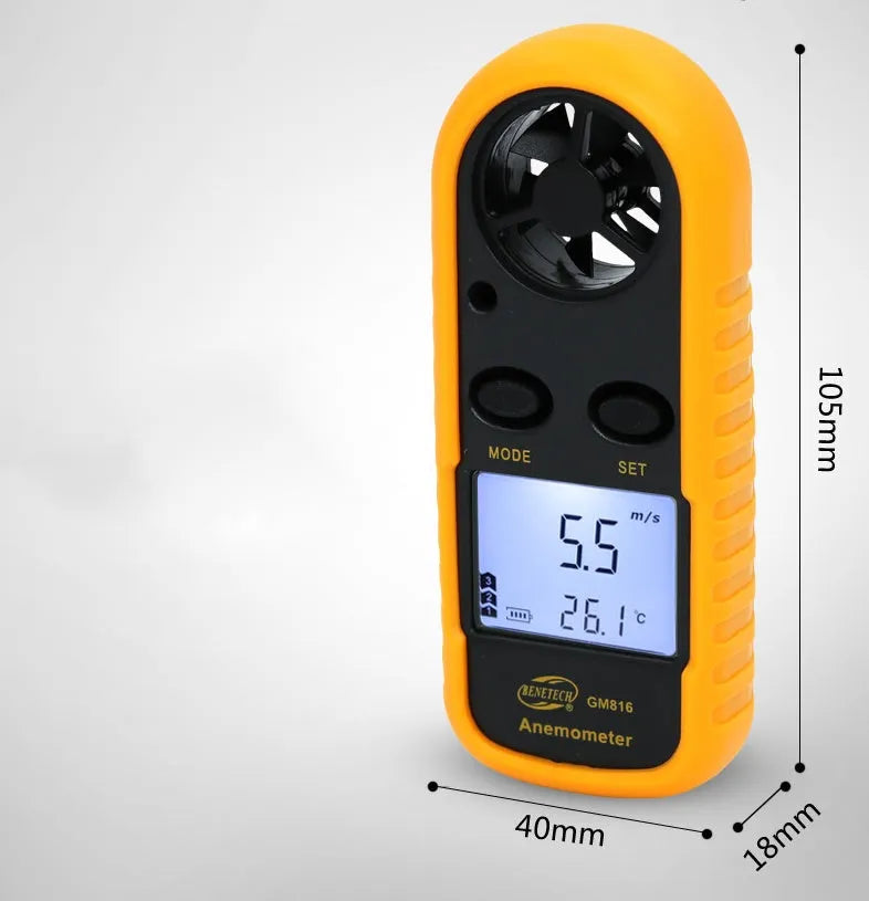 Orange digital portable wind speed measuring instrument handheld anemometer