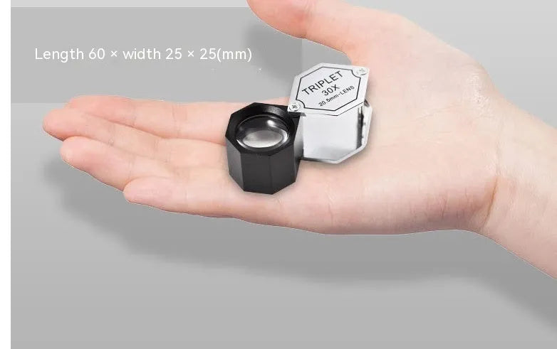 Portable metal jewellery magnifying glass with optical glass lens for stamp and coin identification