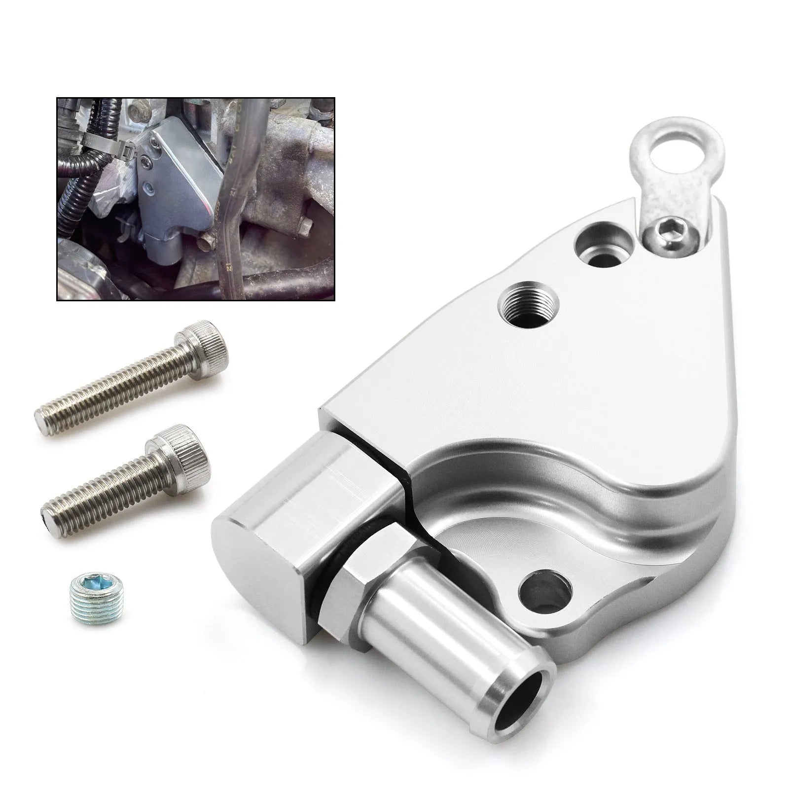 Aluminium alloy intake manifold coolant adapter for Honda K20 K24 engines with brass fittings