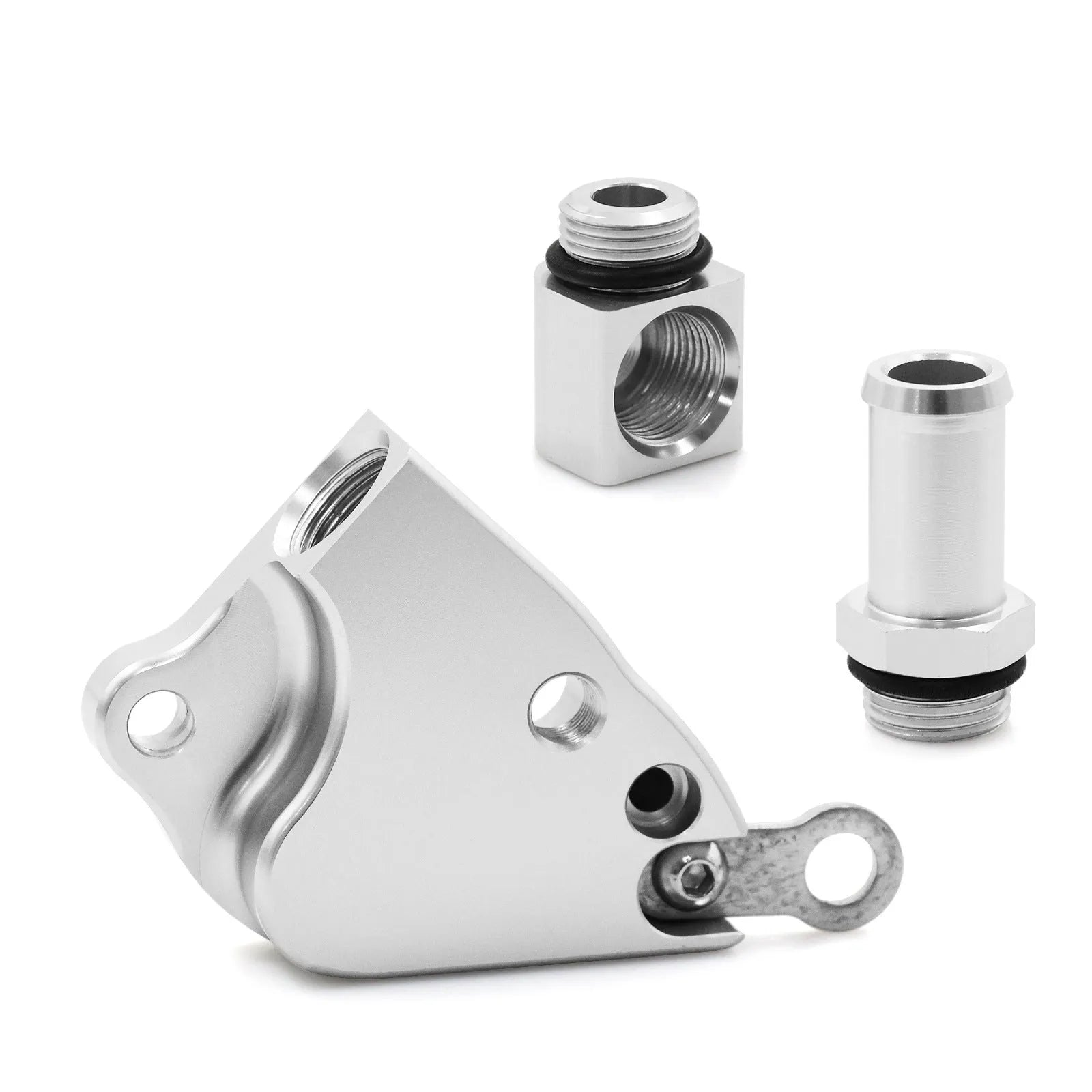 Aluminium alloy intake manifold coolant adapter for Honda K20 K24 engines with brass fittings