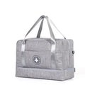 Dry and wet separation travel bag in purple made of waterproof cationic Oxford cloth, showing cube shape with double chambers