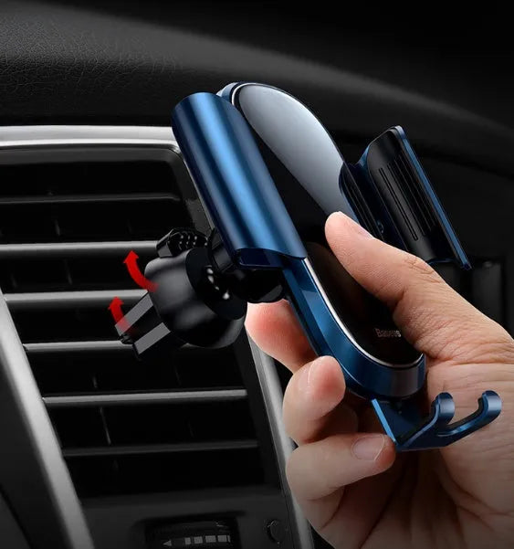Universal smart car bracket phone mount with adjustable clamp showing dashboard and windscreen mounting options