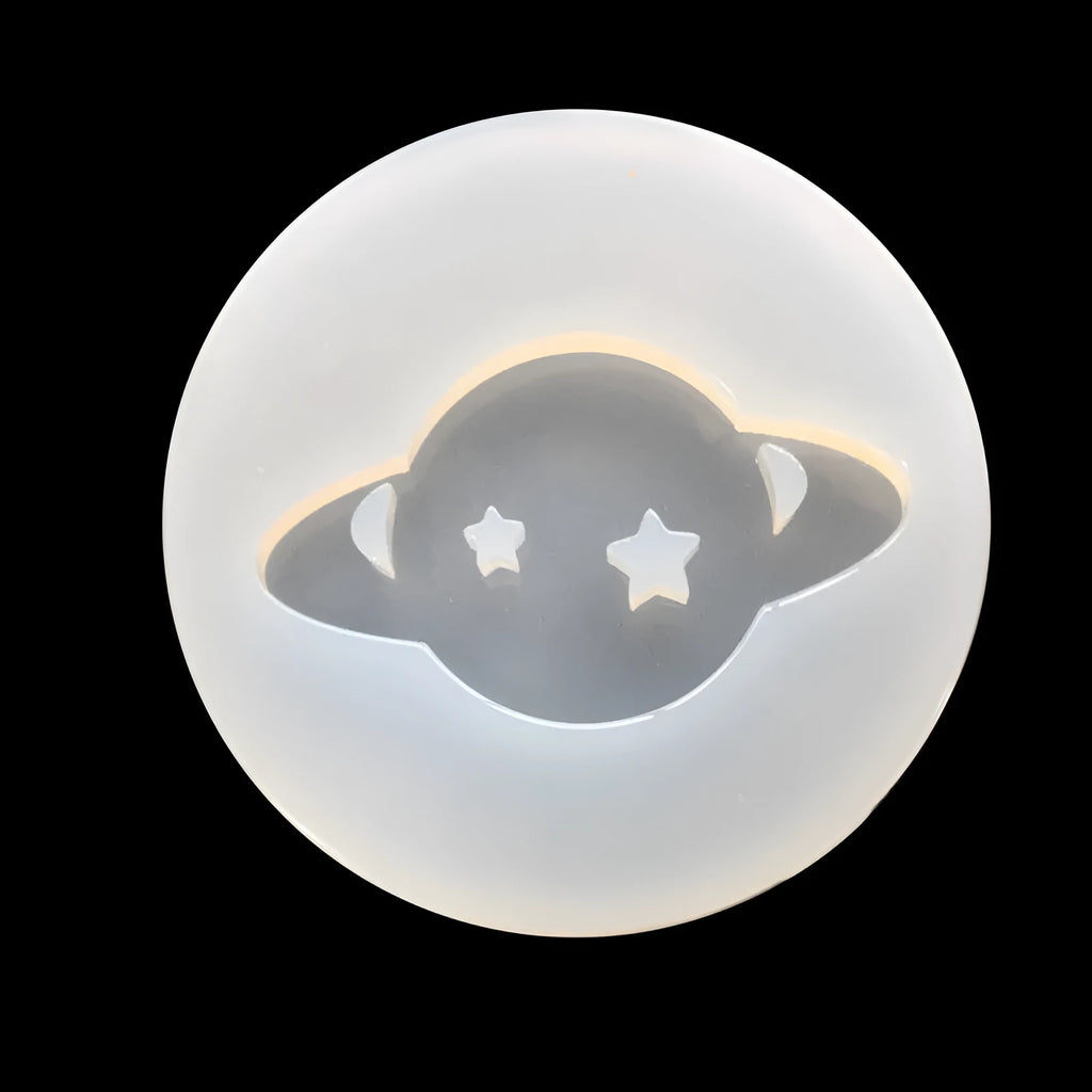 Silicone full mirror planet mould for DIY epoxy resin jewellery casting, 6.5cm diameter.