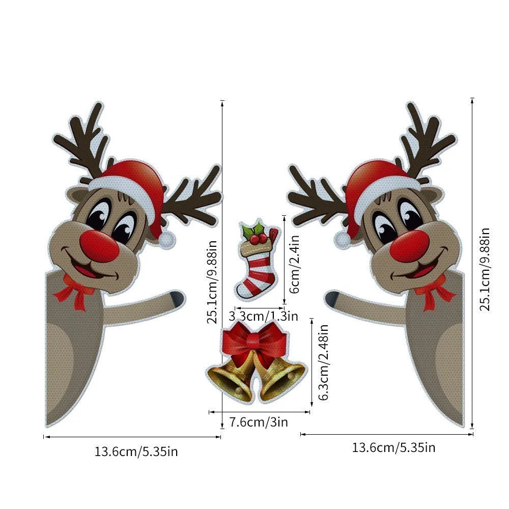 Christmas elk bell cartoon design magnetic bumper stickers with luminous reflective surface
