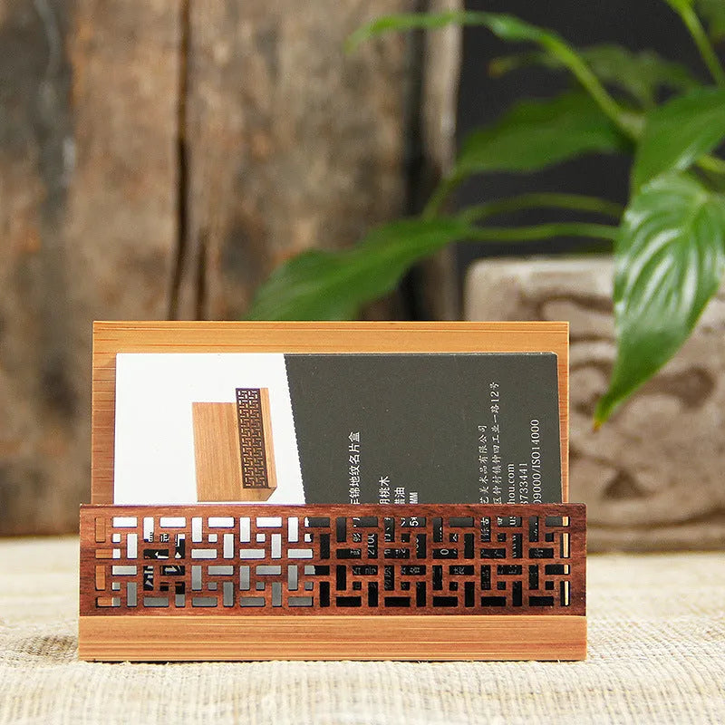 Geometric bamboo and black walnut business gift box with 35mm thickness