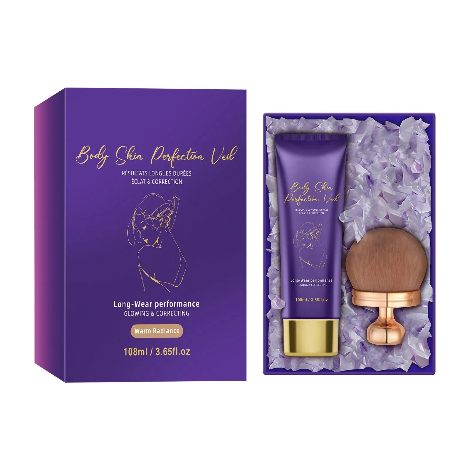 108ml daily uniform facial foundation cream in four shades with a brush for natural transparent makeup