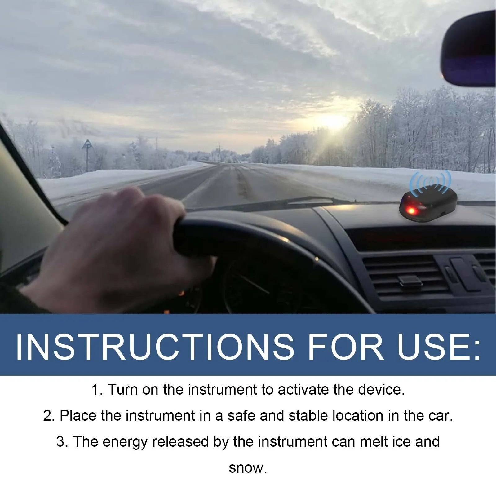 Black car de-icing tool measuring 5cm for winter windscreen snow and ice removal