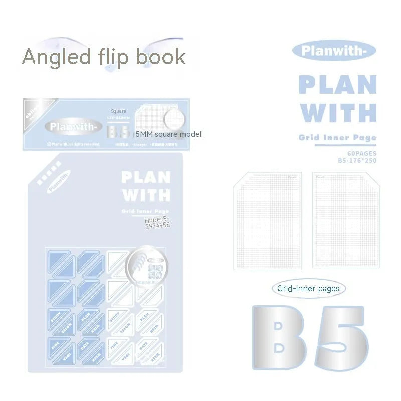 A5 and B5 student draft notebooks with white and blue plaid covers from the artsy Ins style salt series