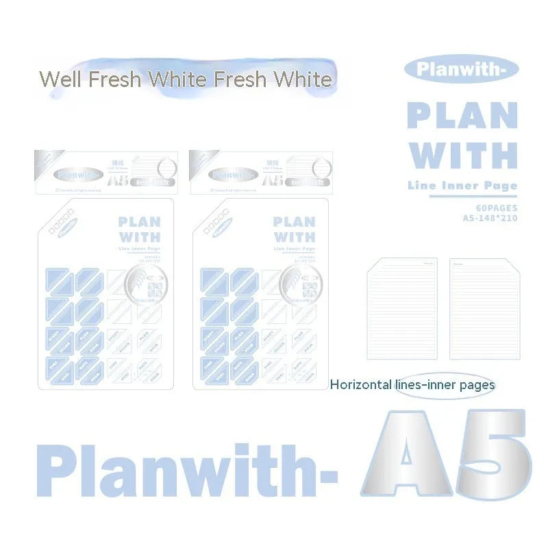 A5 and B5 student draft notebooks with white and blue plaid covers from the artsy Ins style salt series