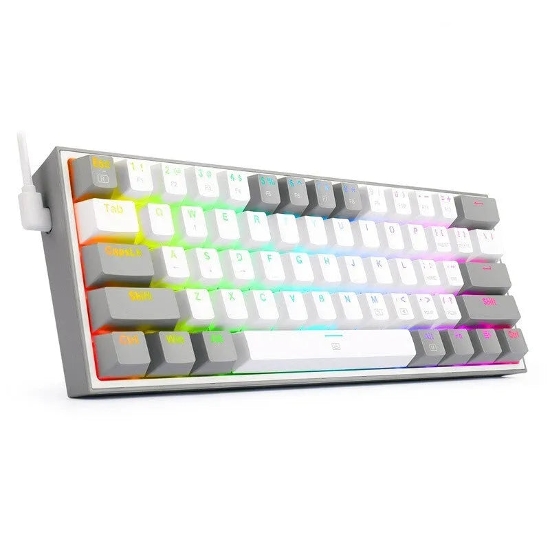 White pink mechanical keyboard with RGB lighting and dual-colour keycaps