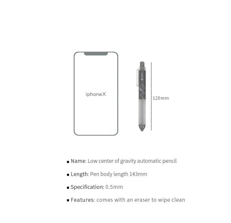 0.5mm cloud grip mechanical pencil in black or white with minimalist design