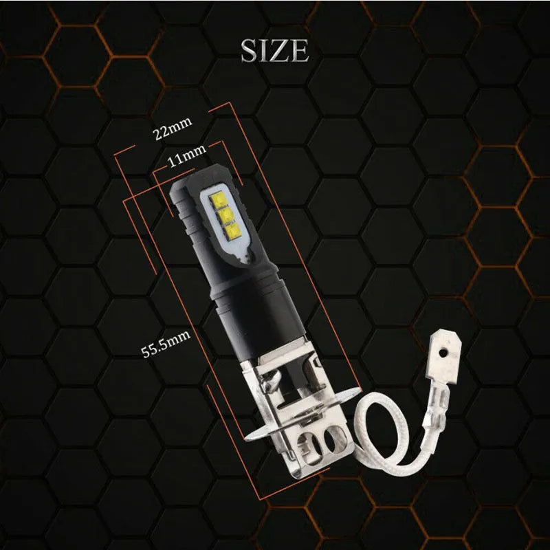 Aluminium car fog light bulb with white 6500K light for H1 and H3 vehicle sockets