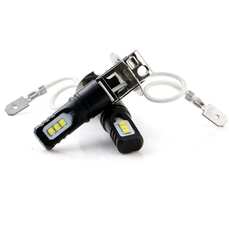Aluminium car fog light bulb with white 6500K light for H1 and H3 vehicle sockets