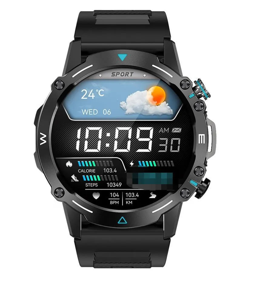 M42 smart watch in black, green, or grey with large AMOLED screen and IP68 waterproof rating.