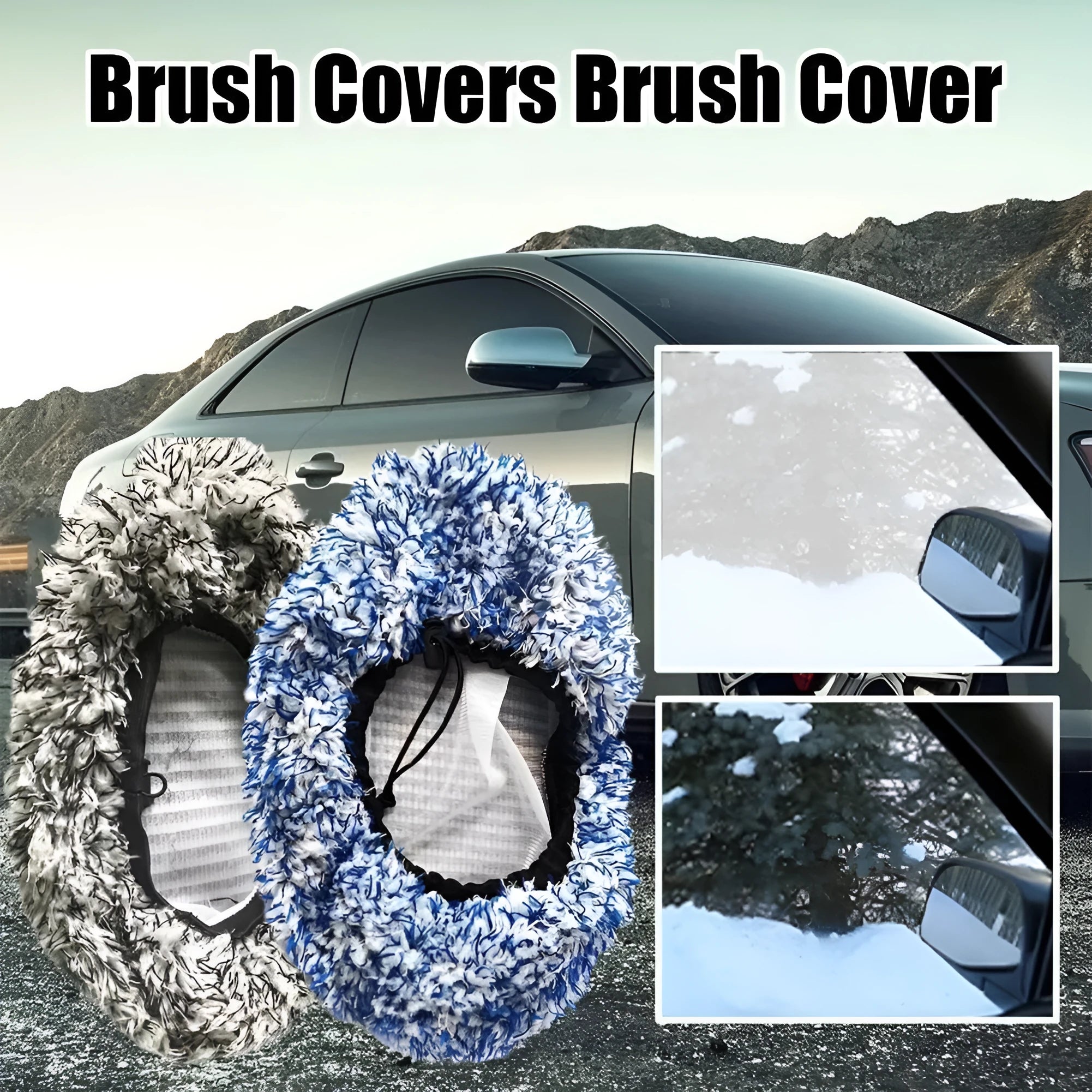 Replacement cloth cover for car long handle brush in flat mop style