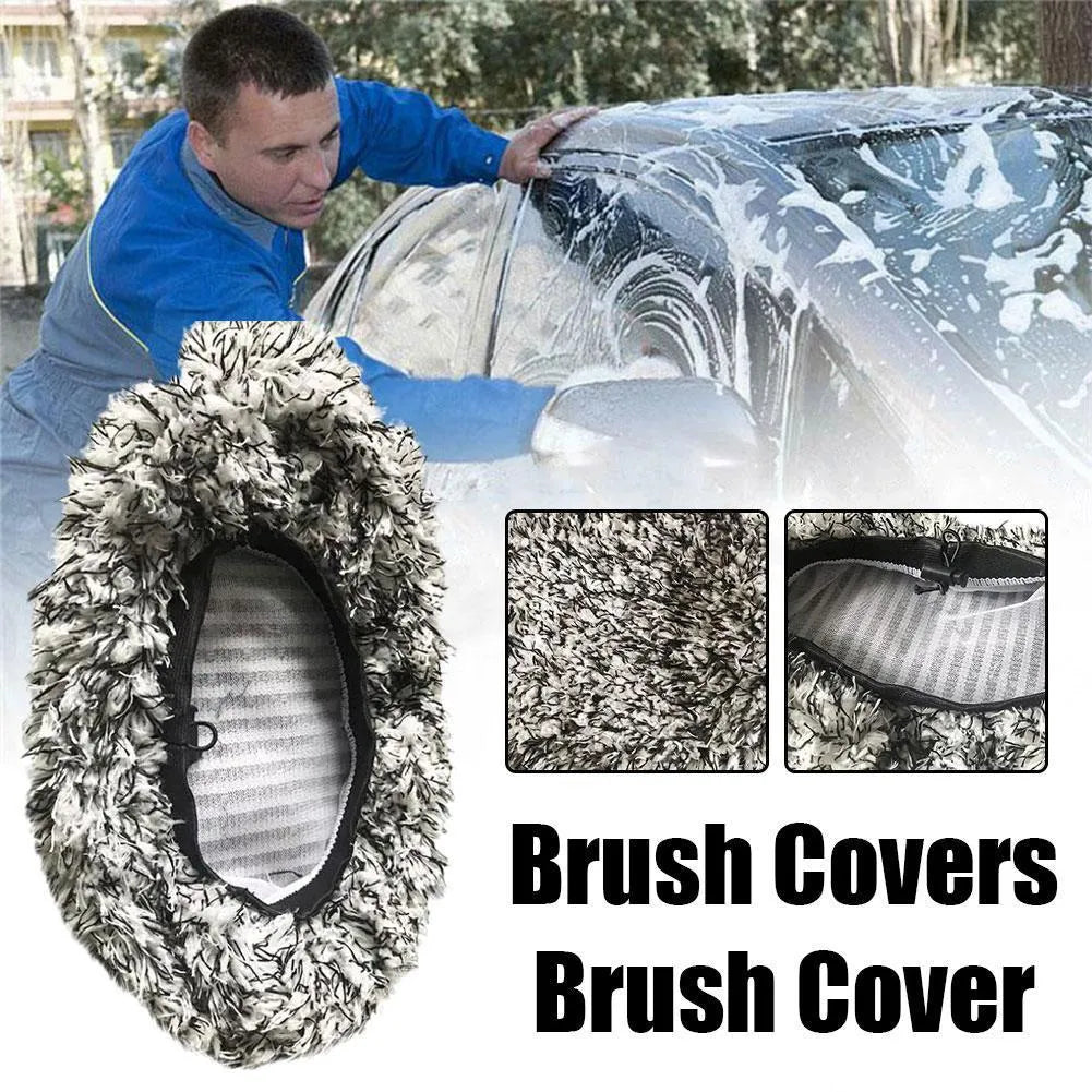 Replacement cloth cover for car long handle brush in flat mop style