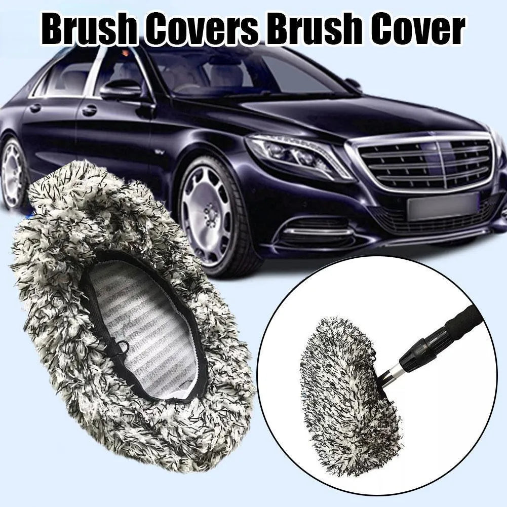 Replacement cloth cover for car long handle brush in flat mop style