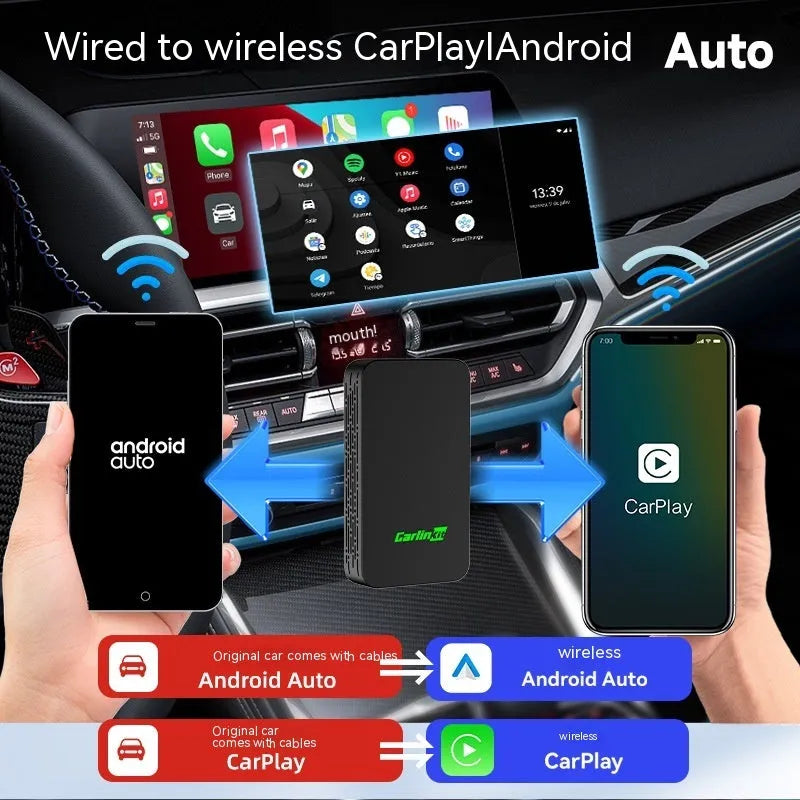 Vehicle car audio and video entertainment box for wired to wireless conversion