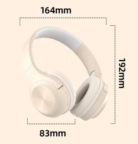 Creative design wireless Bluetooth headset in ivory white colour with a matching charging case.
