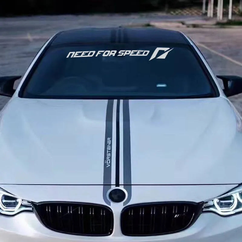 Need For Speed branded car sticker in white or rose colour for windscreen or side window application