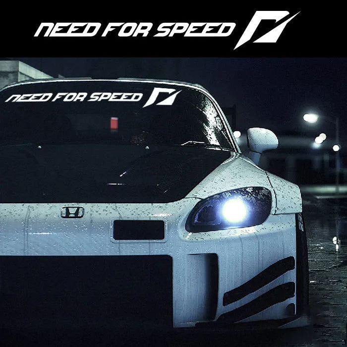 Need For Speed branded car sticker in white or rose colour for windscreen or side window application
