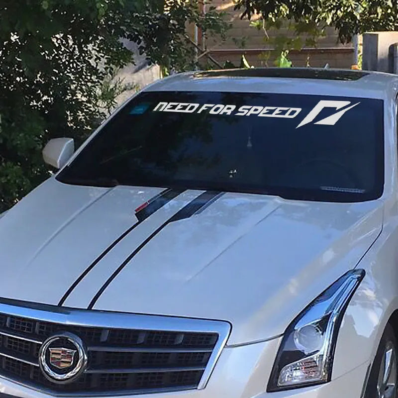 Need For Speed branded car sticker in white or rose colour for windscreen or side window application