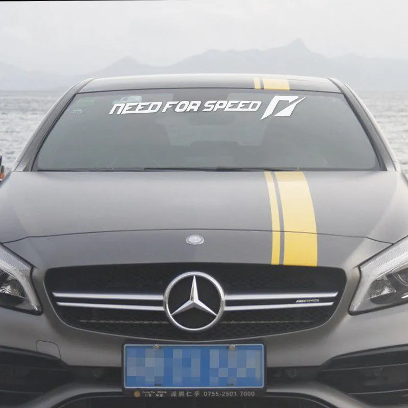 Need For Speed branded car sticker in white or rose colour for windscreen or side window application