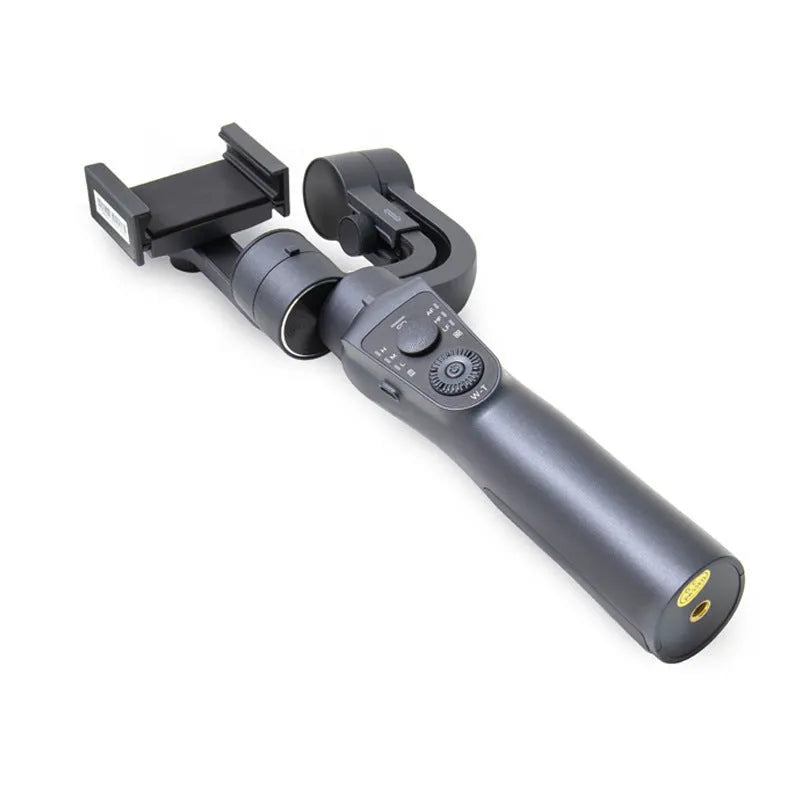 Black three-axis mobile phone gimbal stabiliser with tripod and protective cases