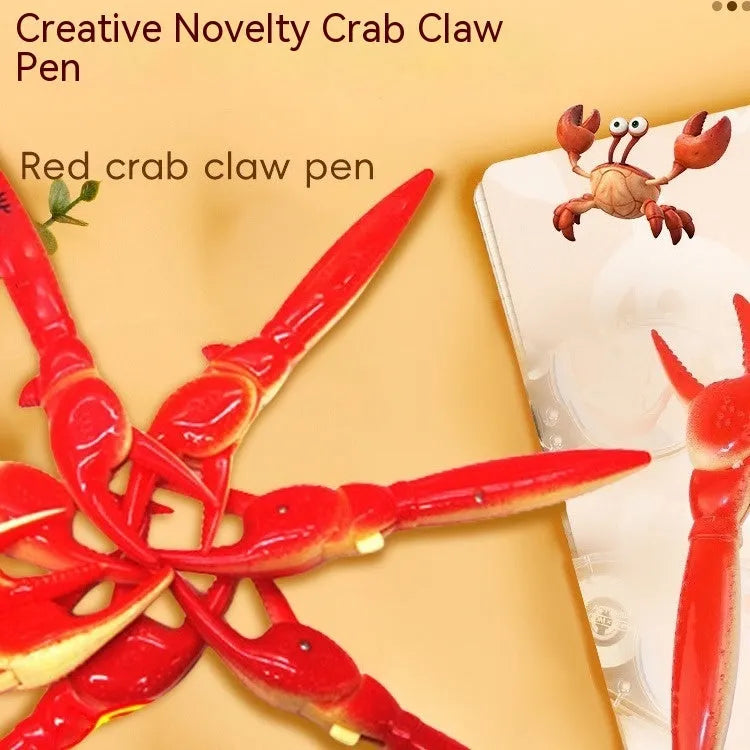 Crab-themed ballpoint pen with a pressable metal clip on a white background.