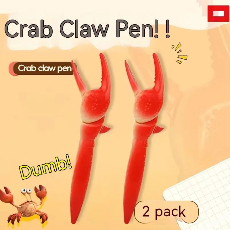 Crab-themed ballpoint pen with a pressable metal clip on a white background.