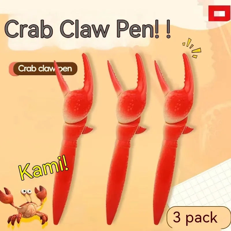 Crab-themed ballpoint pen with a pressable metal clip on a white background.