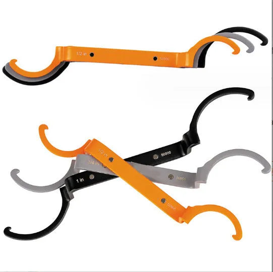 H251 magnetic crescent spanner, socket wrench, and suction wrench three-piece set in orange, grey, and black.