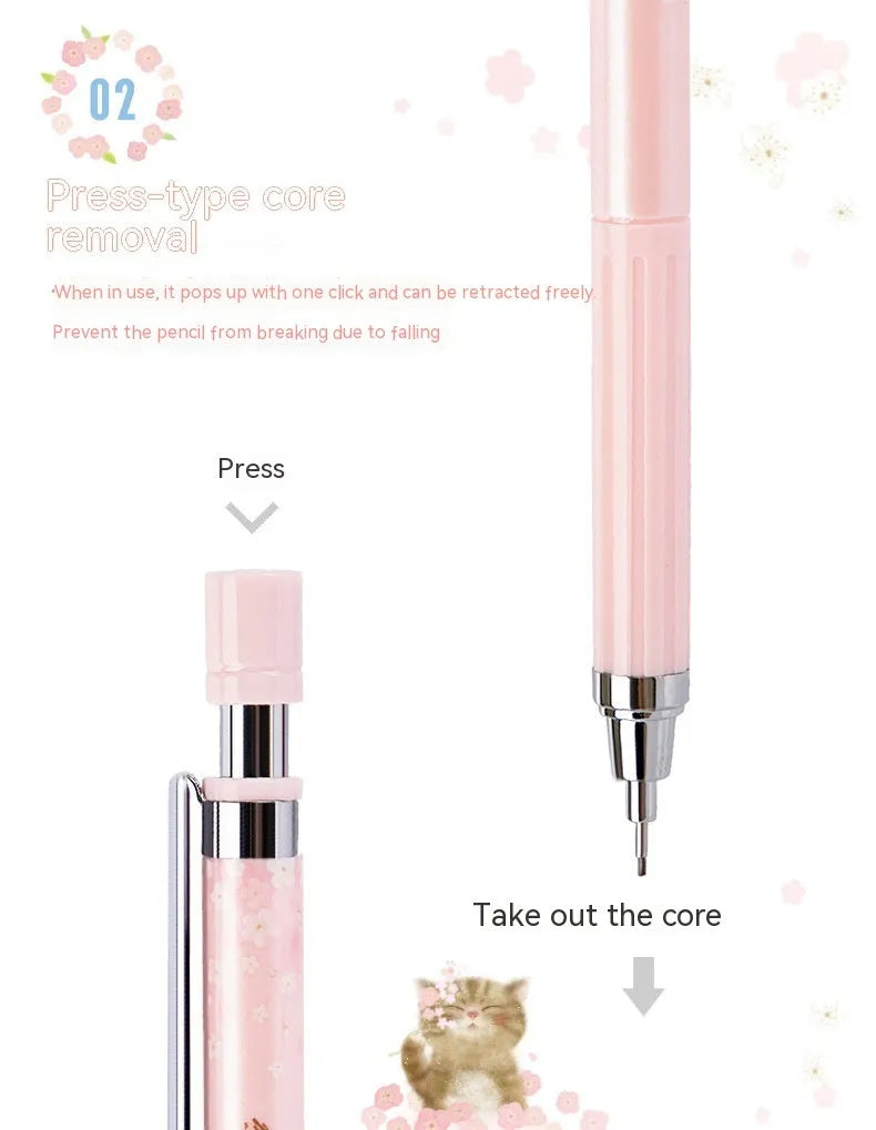 Mixed colour 0.5mm automatic pencil set with Sakura law cartoon design and HB refill boxes