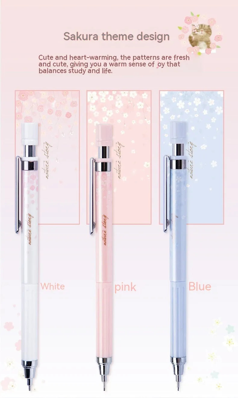 Mixed colour 0.5mm automatic pencil set with Sakura law cartoon design and HB refill boxes