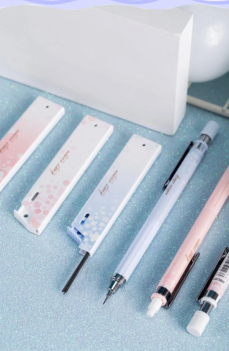 Mixed colour 0.5mm automatic pencil set with Sakura law cartoon design and HB refill boxes