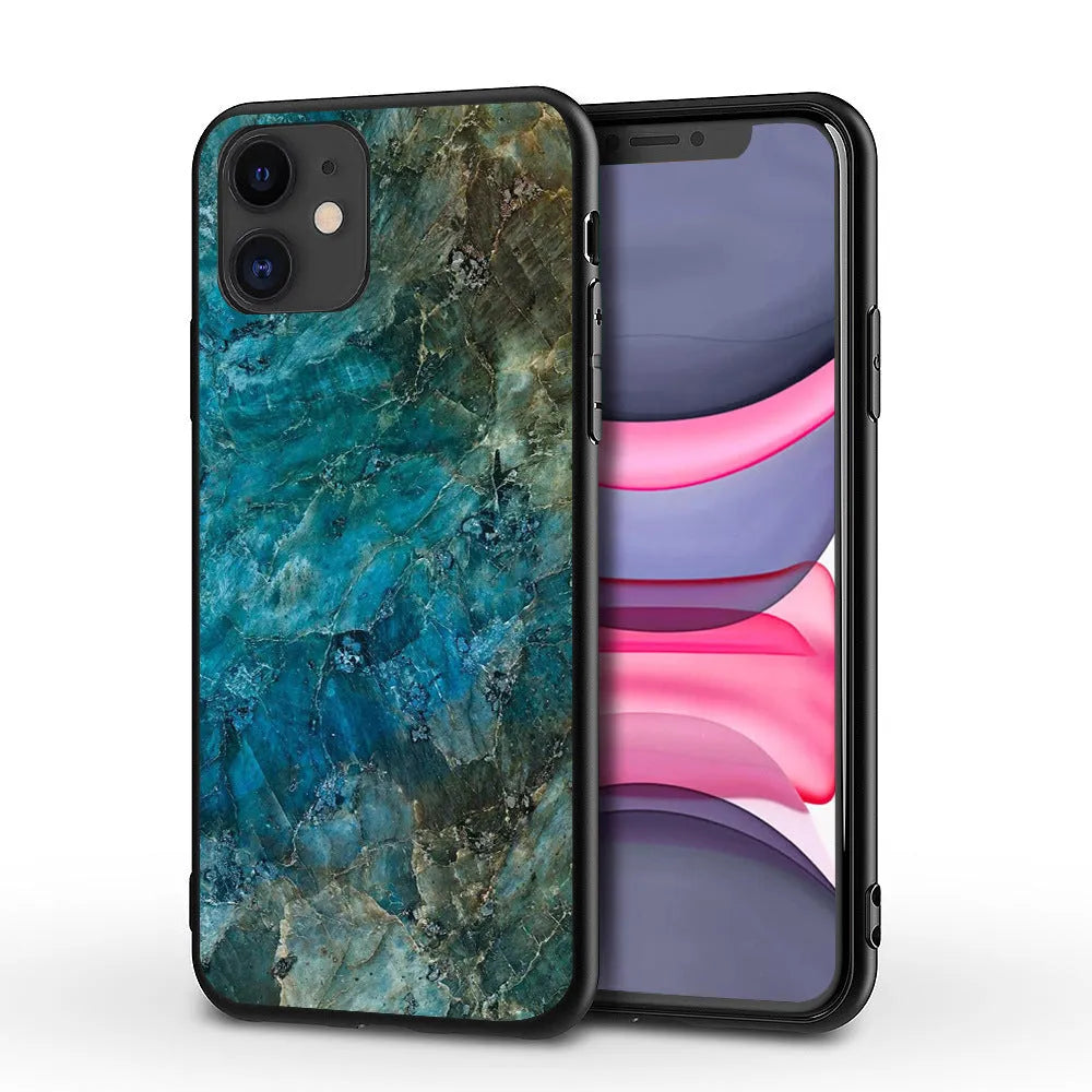 Marble pattern iPhone case showing waterproof and drop resistant TPU PC construction