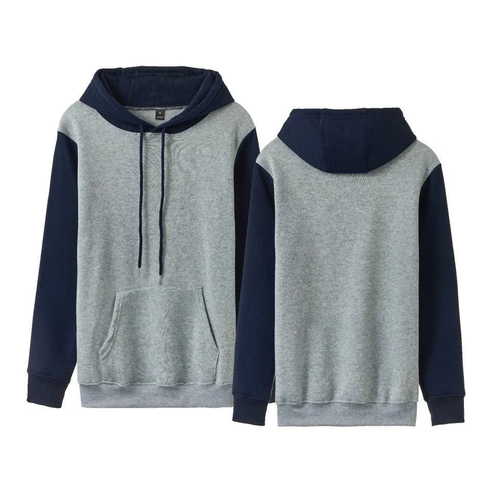 Loose fit fleece-lined hoodie with contrast stitching in black and white colour combination