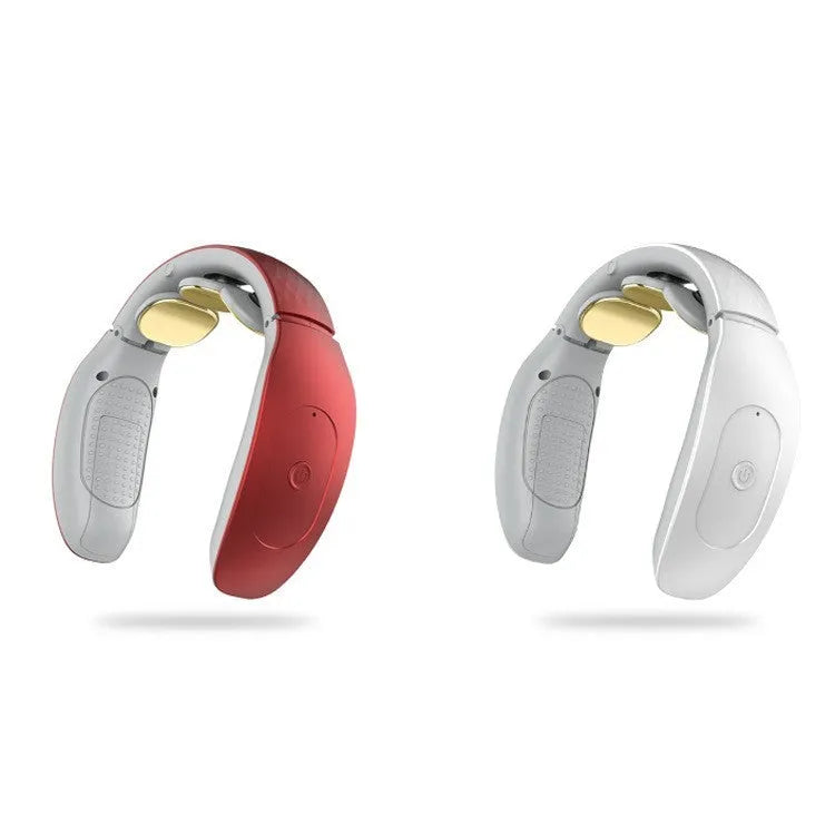 Red and white intelligent cervical massager with three massage contacts for neck, back, and leg pain relief