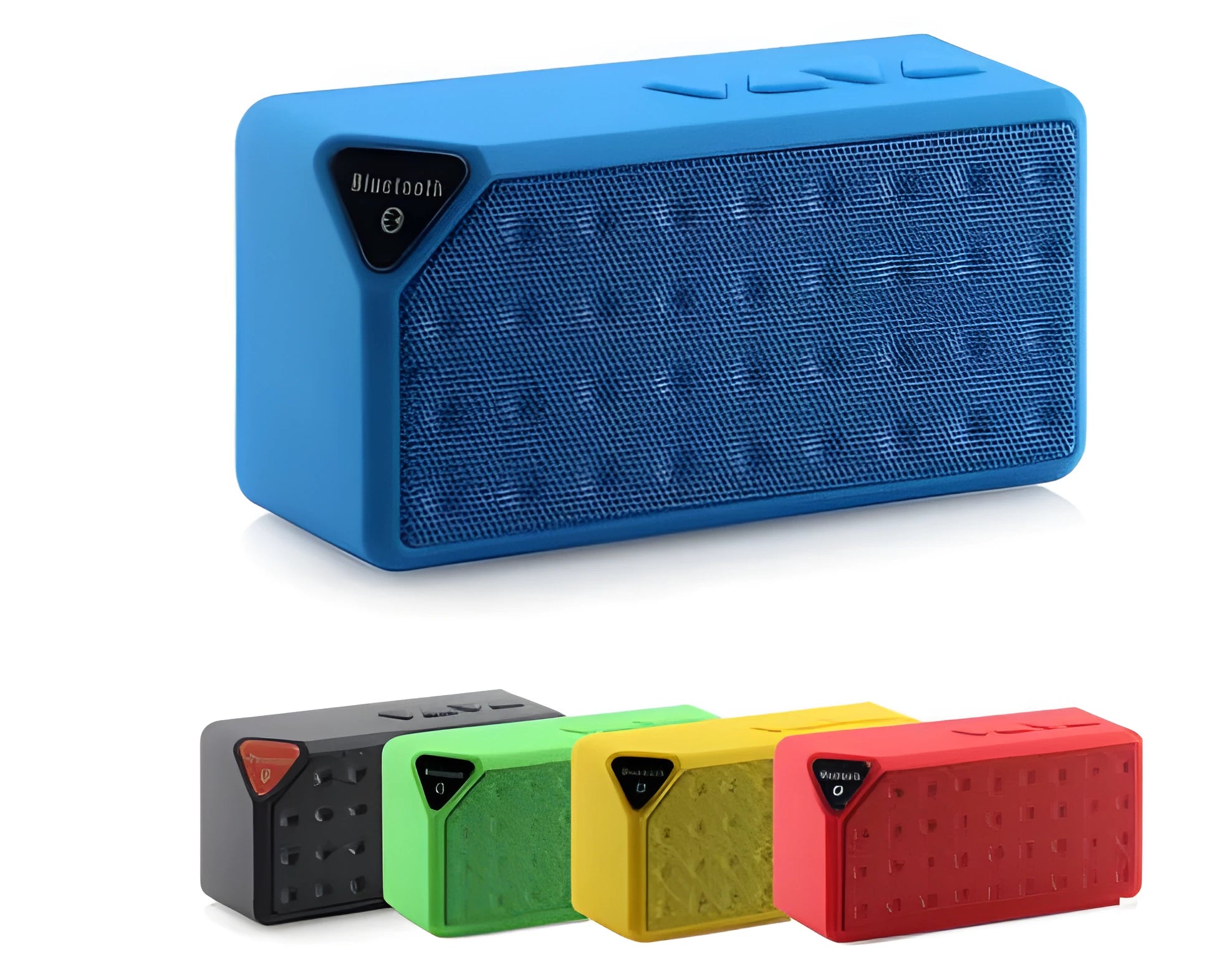 Cannon X3 cube-shaped portable Bluetooth speaker in black, blue, green, red, and yellow colour options.