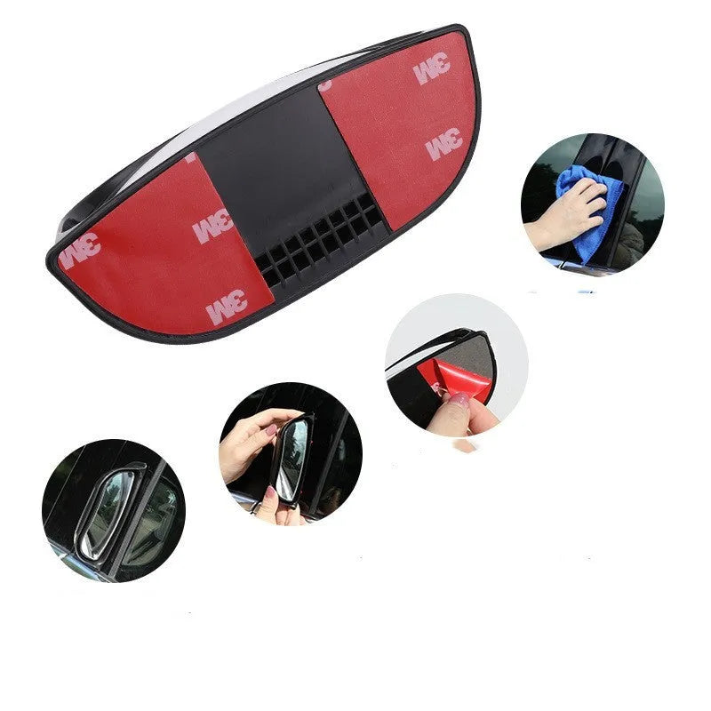 Black universal two-row wide angle car rear view mirror accessory with ABS housing