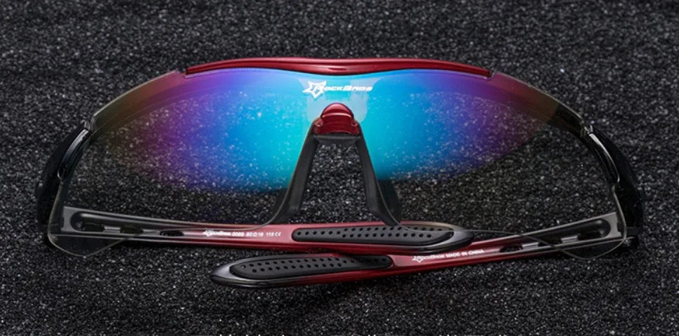 ROCKBROS polarized cycling glasses with UV protection, polycarbonate lens, acetate frame – Bright black colour