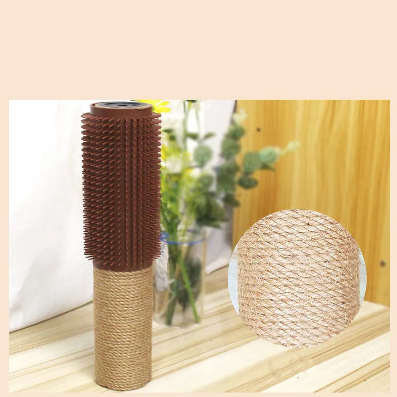 Brown or grey sisal cat scratching post 30cm tall with 5.8cm square base