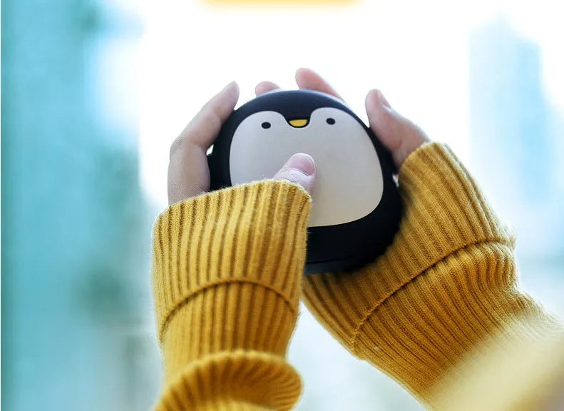 Cartoon penguin polar bear design USB rechargeable electric hand warmer with power bank function