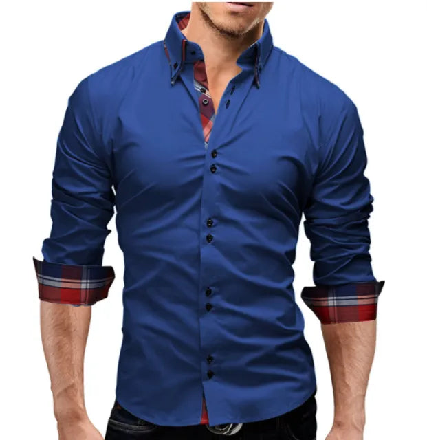 Classic inner slim men shirt in cotton polyester, 40% cotton, available in five colours and sizes M to 3XL.