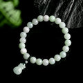 Ice Jade 8mm flower bead bracelet with jade purse charm, unisex national style jewellery
