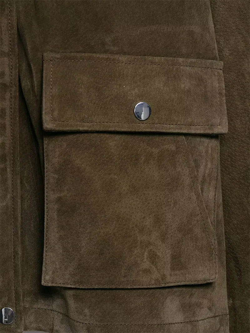 Women's regular fit casual jacket in PU fabric with Japanese Korean style